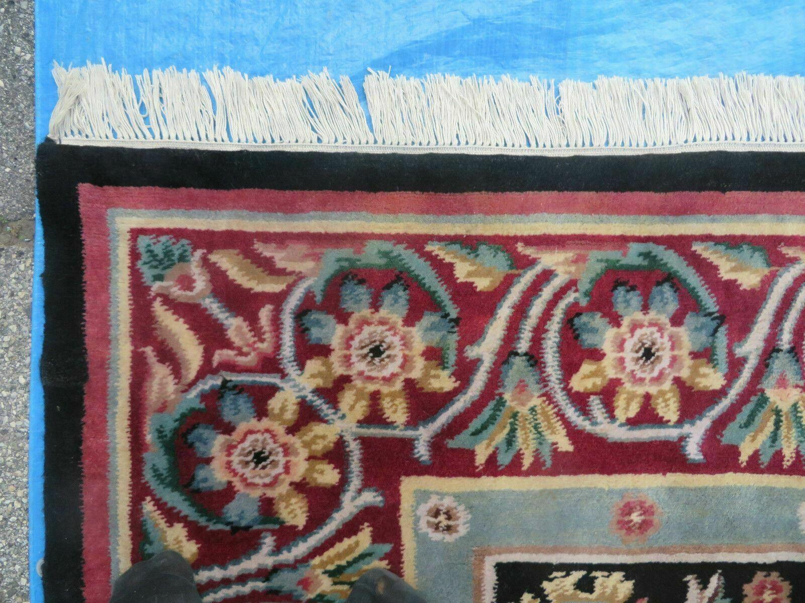 9' X 12' Decorative Chinese Aubusson Hand Knotted Pile Wool Rug Black Nice