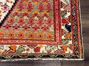 Antique Persian Malayer Rug 4x7, Tribal Senneh Carpet, Geometric, Diamond Design