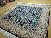 6' X 6' Gorgeous Handmade India Floral Oriental Wool Rug Square Blue Carpet Wow