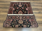 Indo Persian Sarouk Rug 3x5, Black Traditional Oriental Carpet