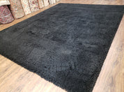 Black Shag Rug 8x10, Savafieh Milan Fluffy Black Carpet, Room Sized Shag Rug, Modern Contemporary Rug, Soft Living Room Rug, Bedroom Rug