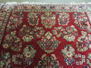 Red Persian Sarouk Rug 3x5, Antique Persian Carpet 1920s, Hand Knotted, Floral, Wool, Oriental Rug, Handmade Rug