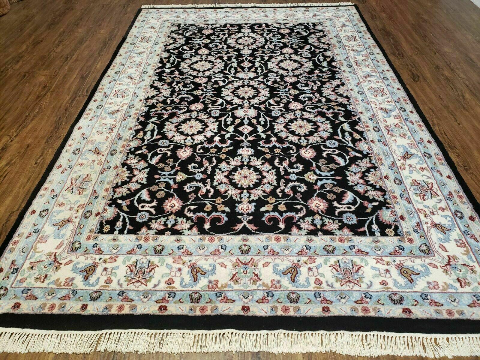 6' X 9' Handmade Indian Agra Wool Rug Carpet Vegetable Dyes Black