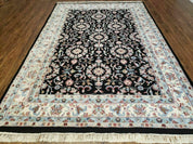 6' X 9' Handmade Indian Agra Wool Rug Carpet Vegetable Dyes Black
