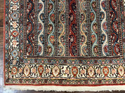 Persian Qum Rug 4x7, Striped Paisley Boteh Design