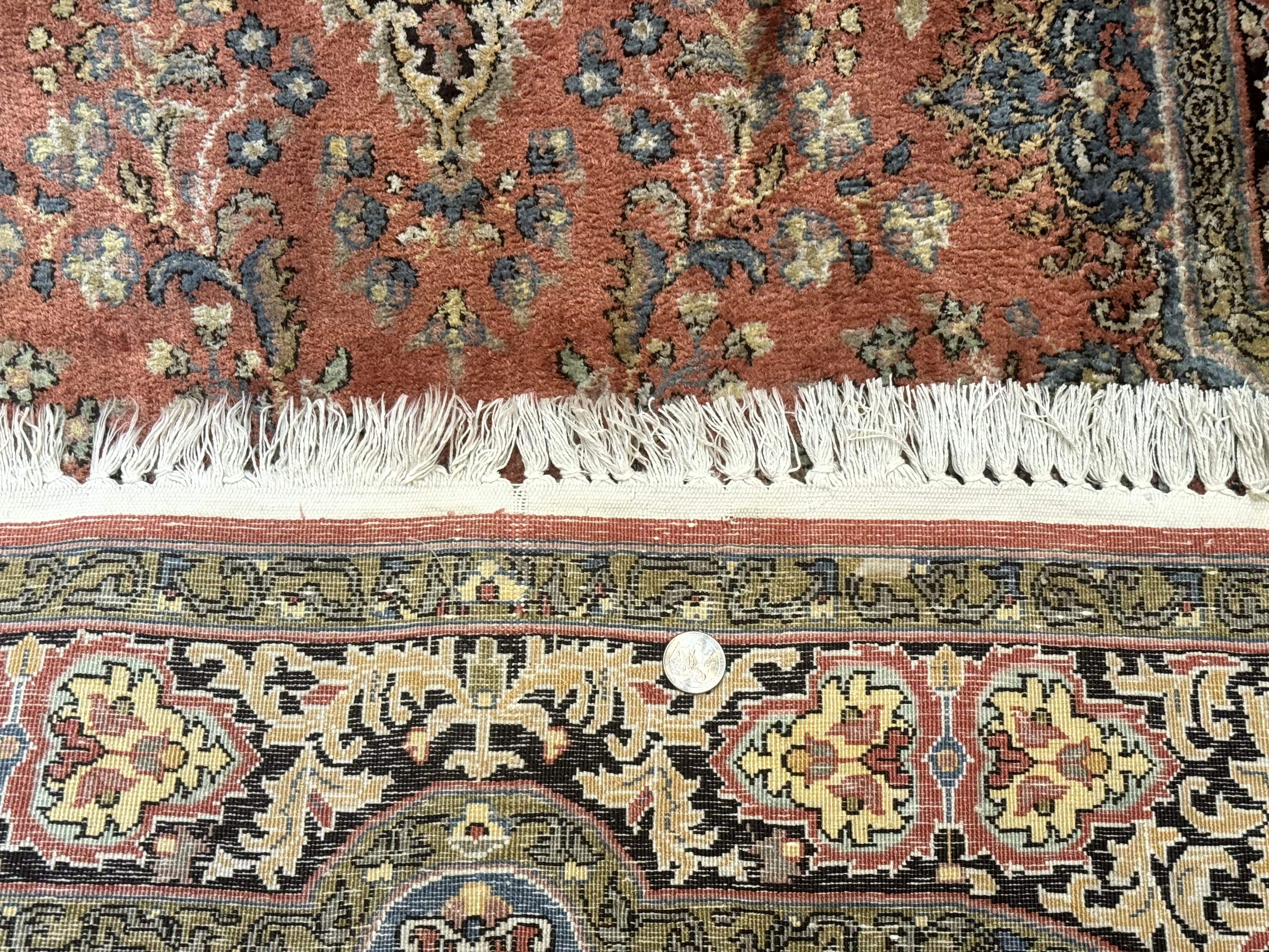 Indian Kashmiri Silk Rug 3x5, Fine 260 KPSI, Hand Knotted