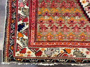 Antique Persian Malayer Rug 4x7, Tribal Senneh Carpet, Geometric, Diamond Design