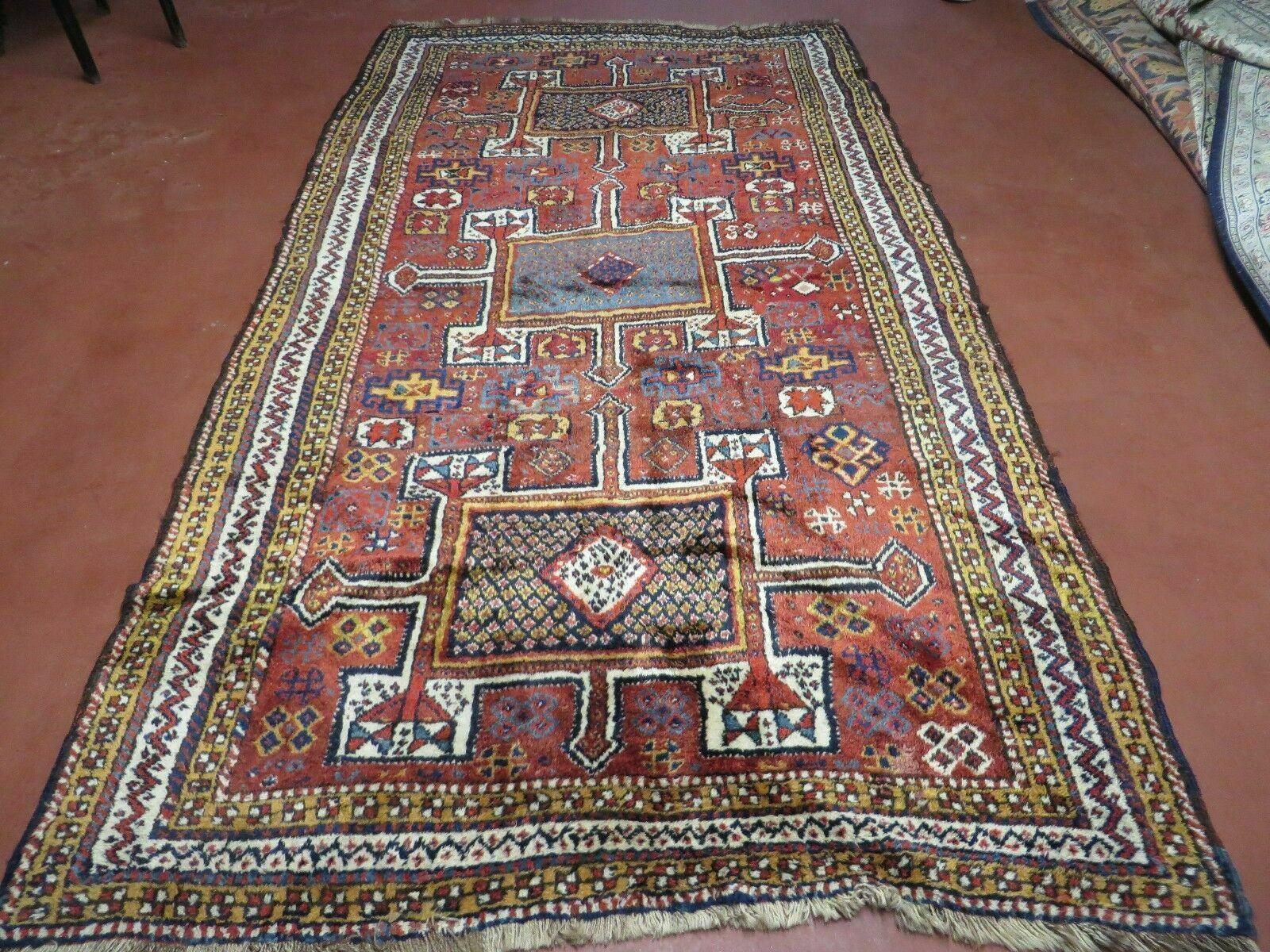 Antique Moroccan Runner Rug 4x9, Wide Runner, Hand Knotted Tribal Oriental Carpet, Hallway Rug, Geometric Medallions, Red, Bohemian Rug Nice