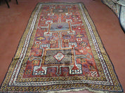 Antique Moroccan Runner Rug 4x9, Wide Runner, Hand Knotted Tribal Oriental Carpet, Hallway Rug, Geometric Medallions, Red, Bohemian Rug Nice