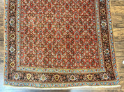 Antique Persian Bidjar Rug 5x7, Repeated Allover Herati Pattern, Red, Handmade Wool Carpet