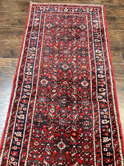 Long Persian Runner Rug 2.9 x 17, Red Handmade Wool Rug for Hallway, Antique Persian Carpet, 17ft Runner, Persian Hamadan Dargazine Rug