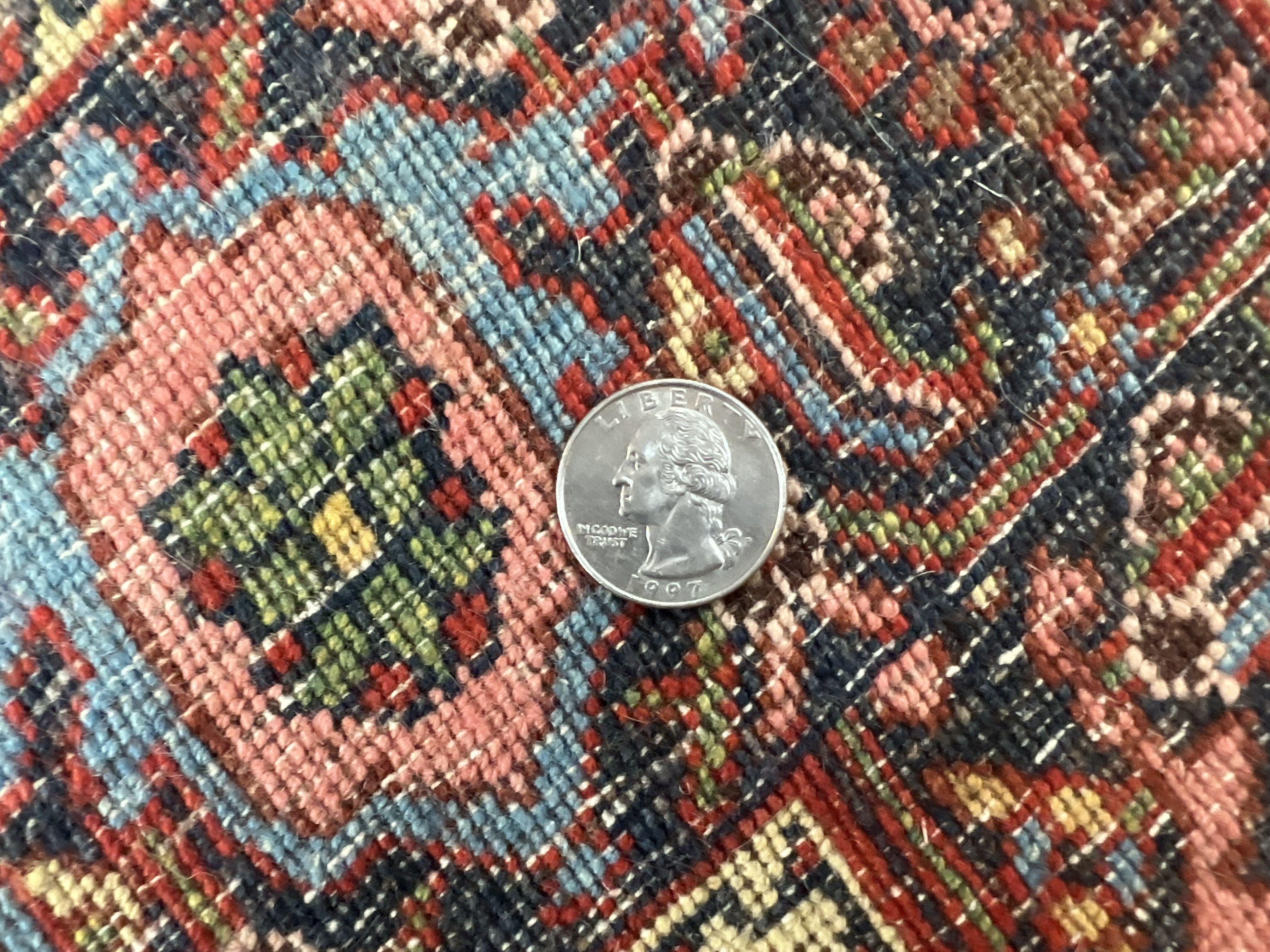 Antique Persian Bidjar Rug 5x7, Repeated Allover Herati Pattern, Red, Handmade Wool Carpet