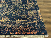 Area Rug 8x10 High Quality Handmade Oriental Carpet, Modern Contemporary Rug, Rug for Living Room, Wool Rug, Blue and Gold, Pakistani Rug