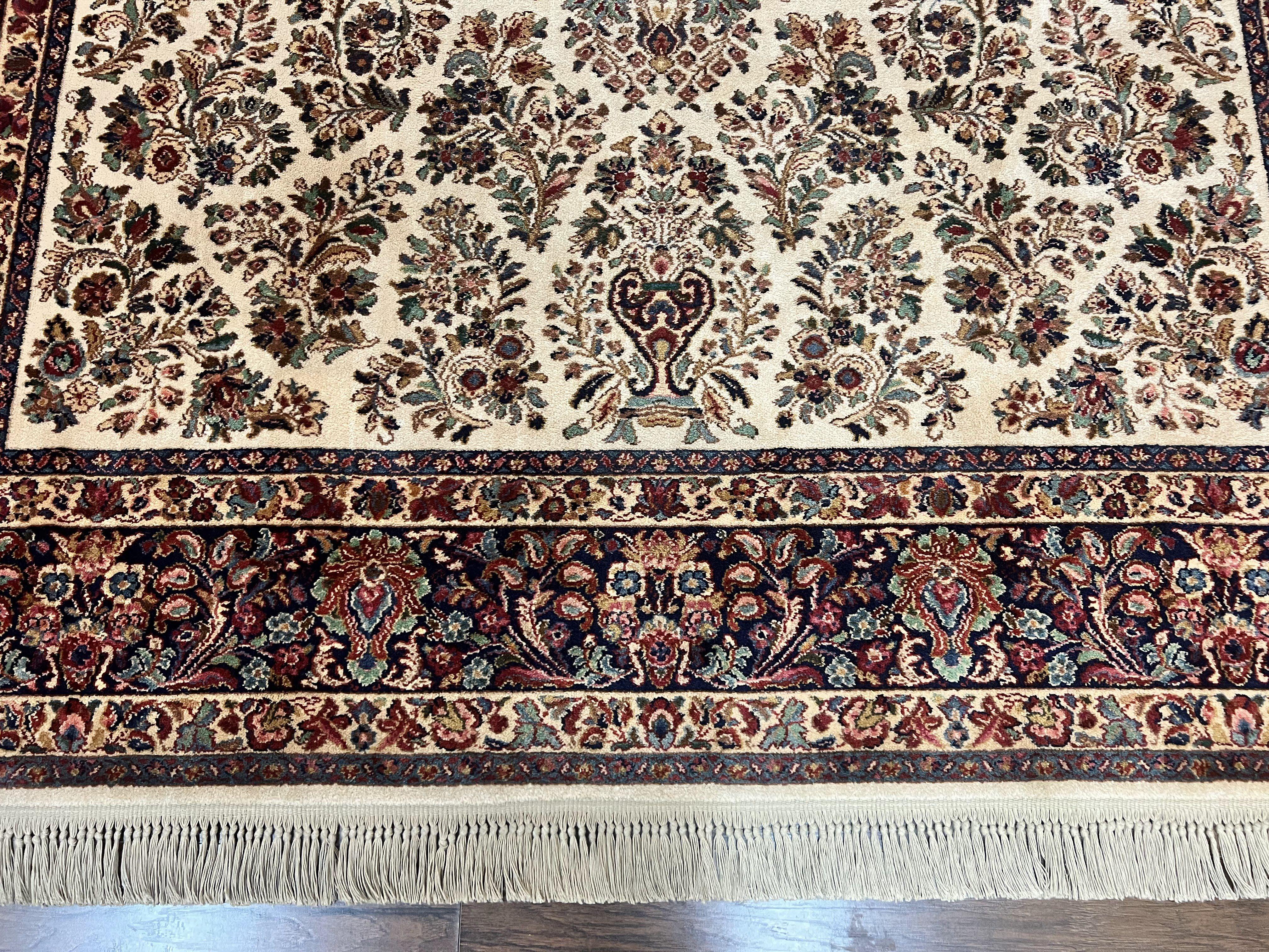 Karastan Rug 8' 8" x 12', Ivory Sarouk #760, Original Karastan Carpet 700 Series, Wool Karastan Area Rug, USA Made, Large Karastan w/ Label