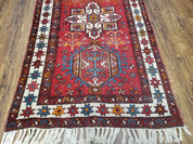 Antique Persian Heriz Karajeh Runner Rug, Red, Hand-Knotted, Wool, 3' 3" x 10' 11"