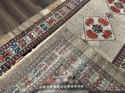 Rare Persian Sarab Tribal Runner Rug 4 x 10, Antique, Geometric Medallions, Camel Hair Runner