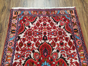 3' 2' X 5' 1" Handmade Floral Wool Rug Red Beige /Ivory