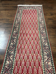 Persian Tabriz Runner Rug 3x16, Paisley Boteh Design, Red and Cream, Rug for Hallway, 16ft Wool Runner