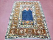 Antique Turkish Anatolian Ghiordes Prayer Rug, Twin Mihrabs, Rare Collectible Oriental Rug, Early 20th Century Prayer Rug, 3'9" x 5'2"