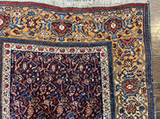 Persian Senneh Rug 4x8, Wool Hand Knotted Antique Kurdish Carpet, Navy Blue Oriental Area Rug, 4 x 8 Rug