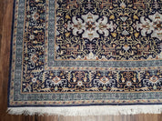 Persian Kashan Rug, Navy Blue, Hand-Knotted, Wool, 4' 8" x 7' 4", Pair A