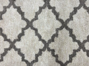 Modern Shag Rug, Ivory and Gray, Diamond Panel Design, Room Sized Area Rug