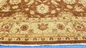 Indo Persian Rug 10x14, Mahal Sultanabad Oriental Carpet, Burnt Orange & Beige, Handmade Wool Area Rug