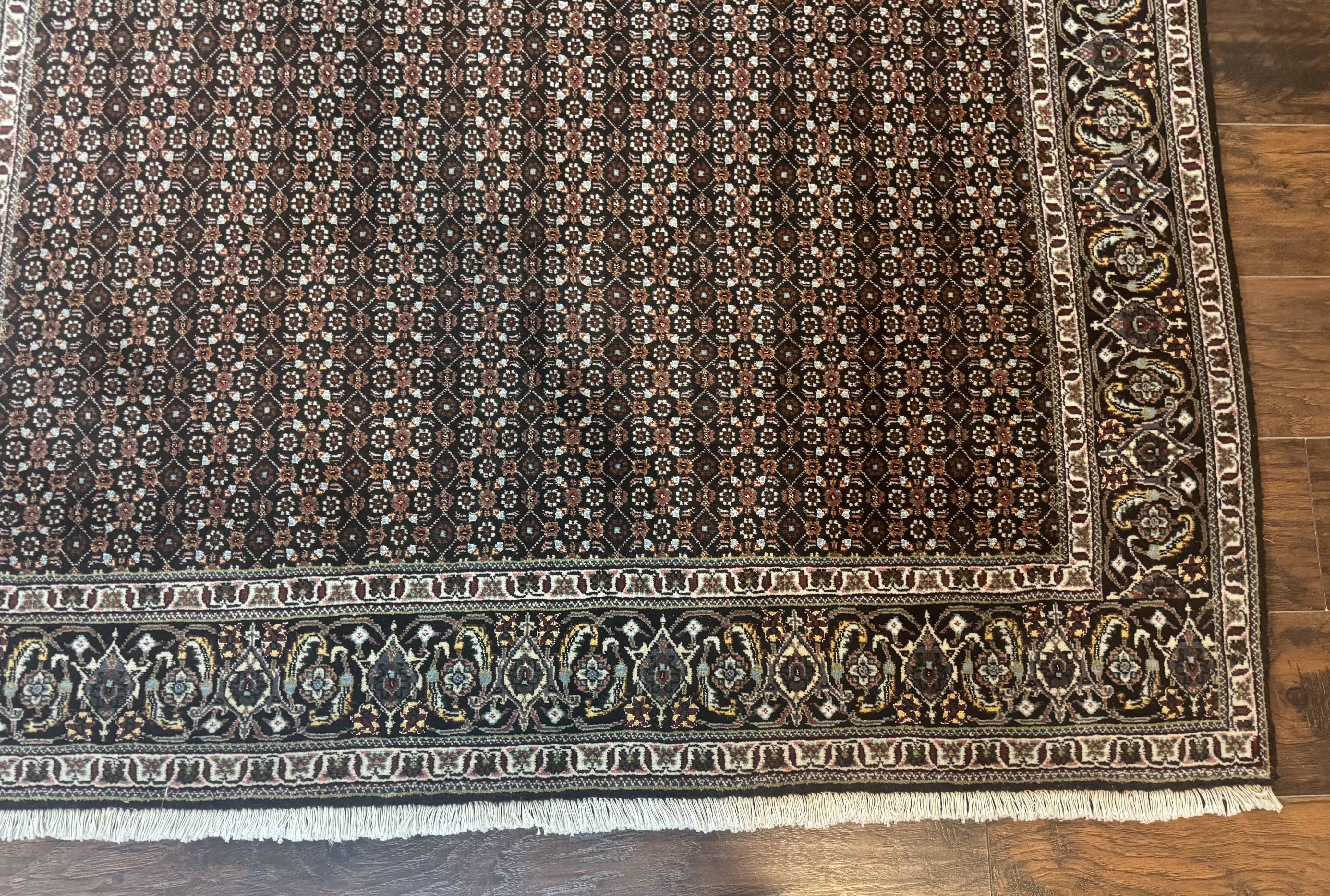 Persian Tabriz Rug 5x7, Black, Allover Pattern