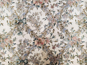 Pak Persian Floral Rug 11 x 12.6, Ivory, Very Fine, Hand Knotted