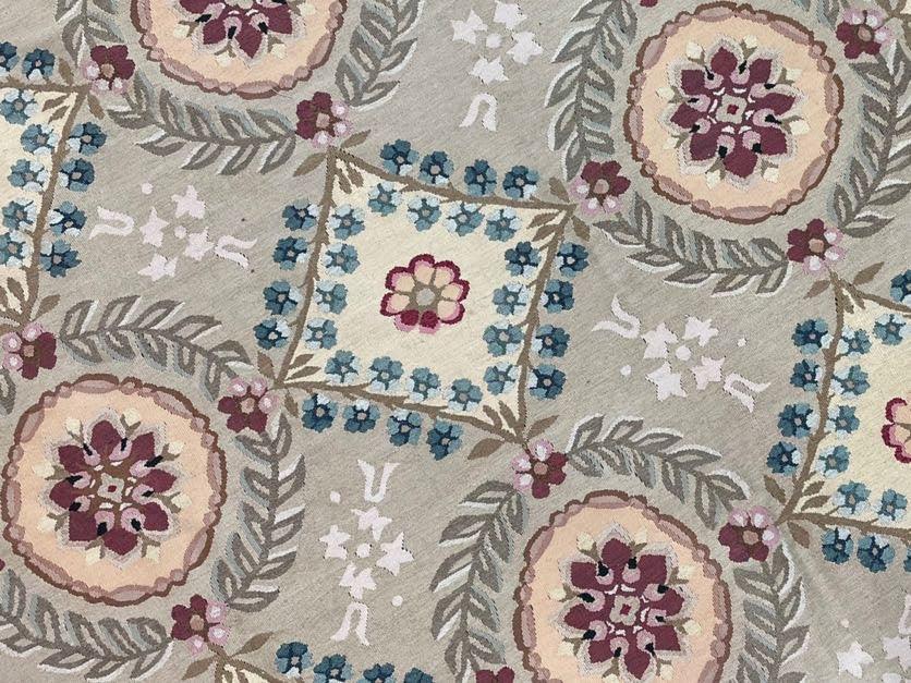 9x13 Needlepoint Carpet, French Design Rug, Hand-Knotted, Brand New Needlepoint Rug 9 x 13, English French European Style, Beige Floral
