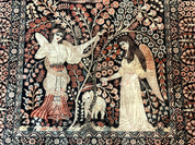 Stunning Sino Persian Pictorial Rug 2.7 x 4, Garden of Eden Adam & Eve Tree of Life Design, Extremely Fine 580 KPSI, Masterpiece