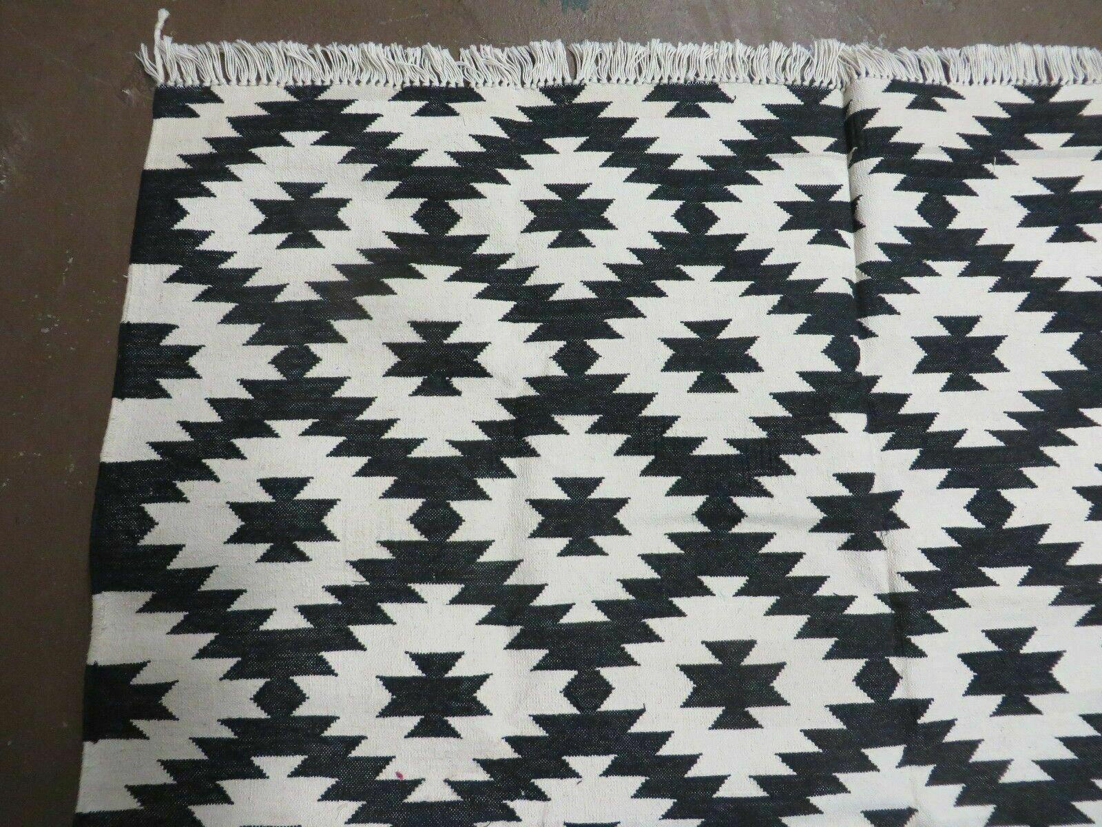4' X 6' Hand Woven Wool Rug Contemporary Kilim Dhurrie Modern Oriental Area Rug