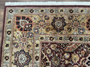 Indo Persian Rug 8x11, Eggplant & Tan, Allover Pattern, Wool Couristan Handmade Rug