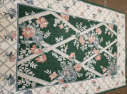 3' 6" X 5' 6" Hand Stitched Indian Wool Rug with Backing Green Beige