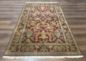 Indo Persian Mahal Rug 4x6, Floral Allover Pattern, Maroon