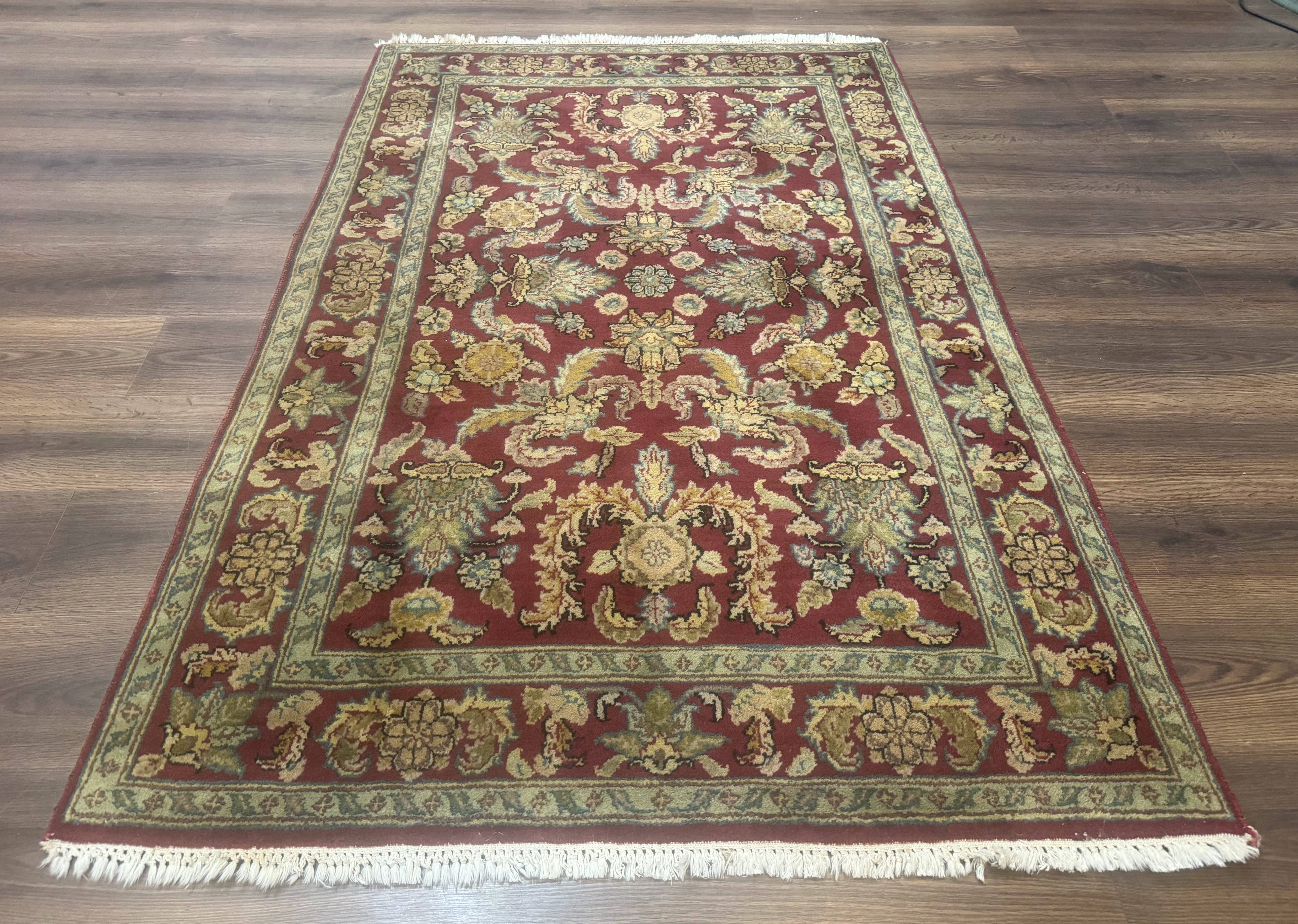 Indo Persian Mahal Rug 4x6, Floral Allover Pattern, Maroon