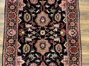 Indo Persian Sarouk Rug 3x5, Black Traditional Oriental Carpet