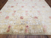 Modern Tibetan Rug 6x9, Wool and Silk Tibetan Rug, Handmade Tibetan Rug, Silk Flowers, Contemporary Rug, Soft Rug, Tibetan Area Rug, Tan