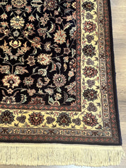 Sino Persian Rug 4x6, Navy Blue and Cream, Floral Allover Oriental Carpet