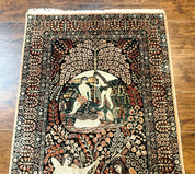 Stunning Sino Persian Pictorial Rug 2.7 x 4, Garden of Eden Adam & Eve Tree of Life Design, Extremely Fine 580 KPSI, Masterpiece