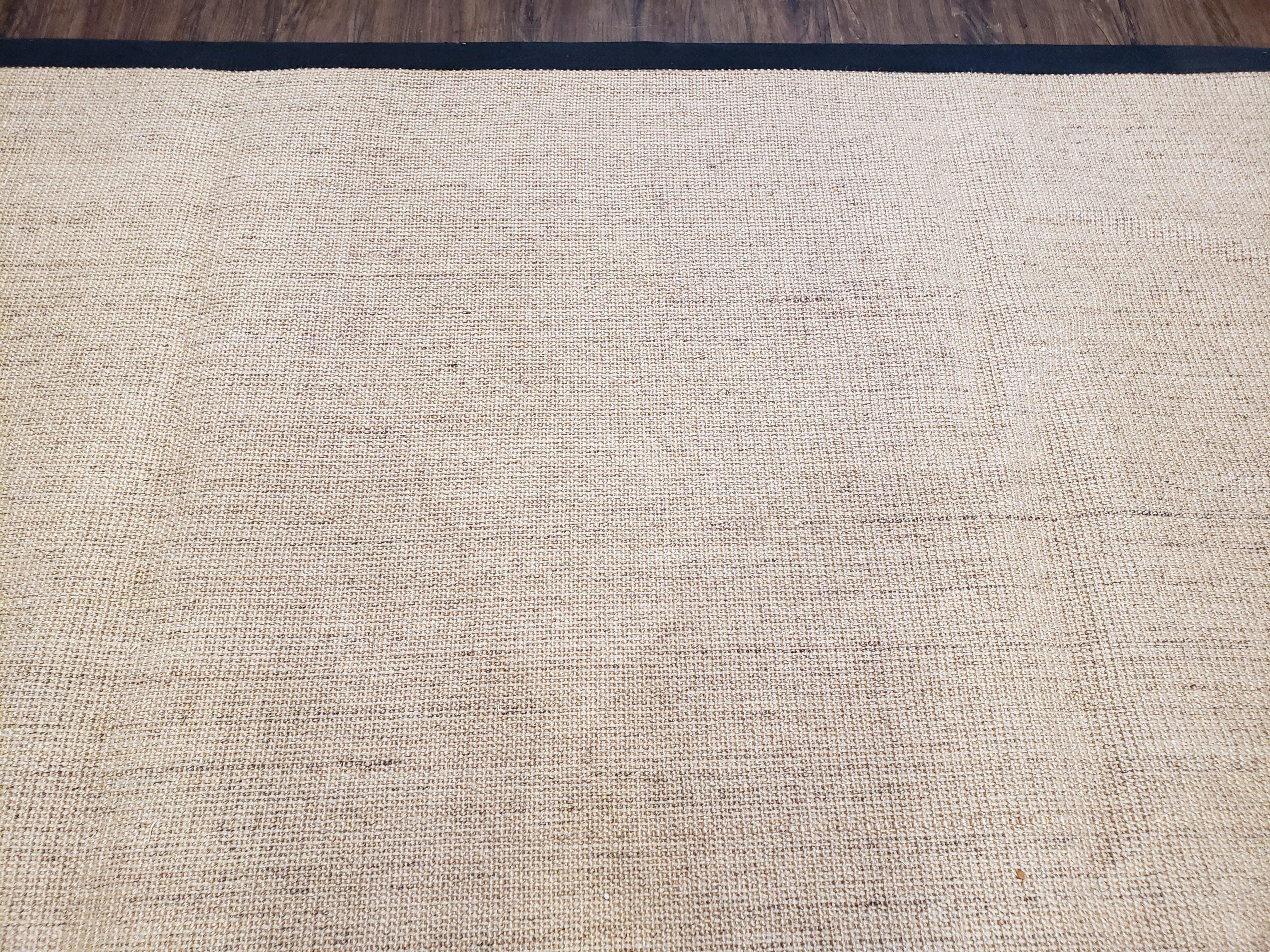 Jute Rug 8x10, Natural Jute Fiber Area Rug, Natural Sisal Area Rug with Black Border, 8x10 Carpet, Solid Jute Rug 8 x 10, Farmhouse Rug