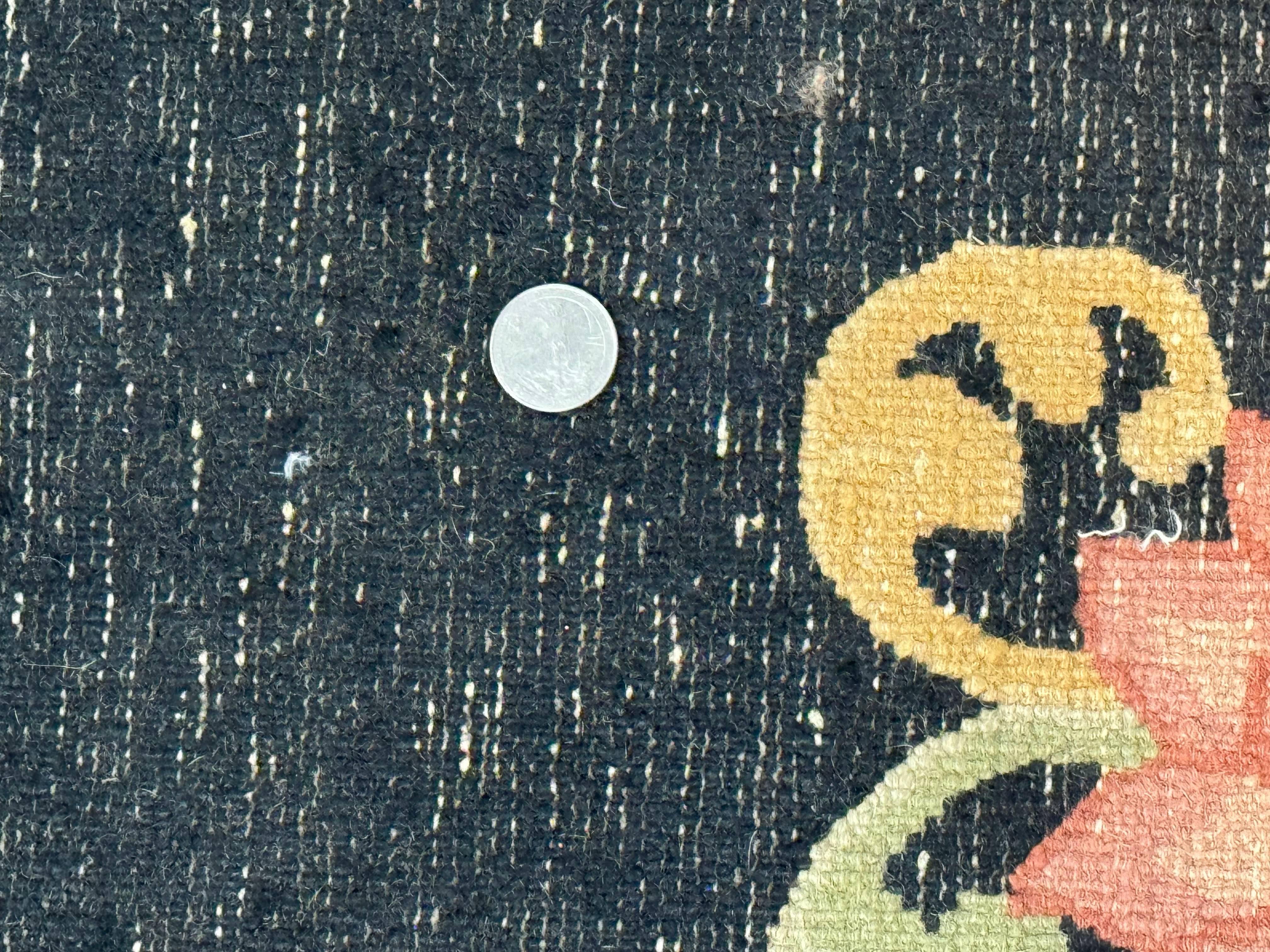 Antique Chinese Peking Rug 12.6 x 14.9, Palace Size Asian Oriental Carpet, Art Deco Rug, Rare