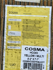 Shag Rug 5x8, Yellow Ivory Charcoal, Contemporary