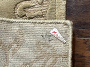 Modern Tibetan Rug 3.7 x 5.5, Carved Floral Design, Wool and Silk Highlights