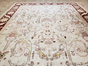 Beige and Maroon Peshawar Rug 10x15, Large Oushak Carpet, Pakistani Rug, Handmade Area Rug, Hand Knotted Rug, Living Room Rug, Nice Wool Rug