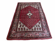 4 X 6.5 Antique Handmade Wool Rug Paisley Boteh Design Tribal Rug Red Ivory