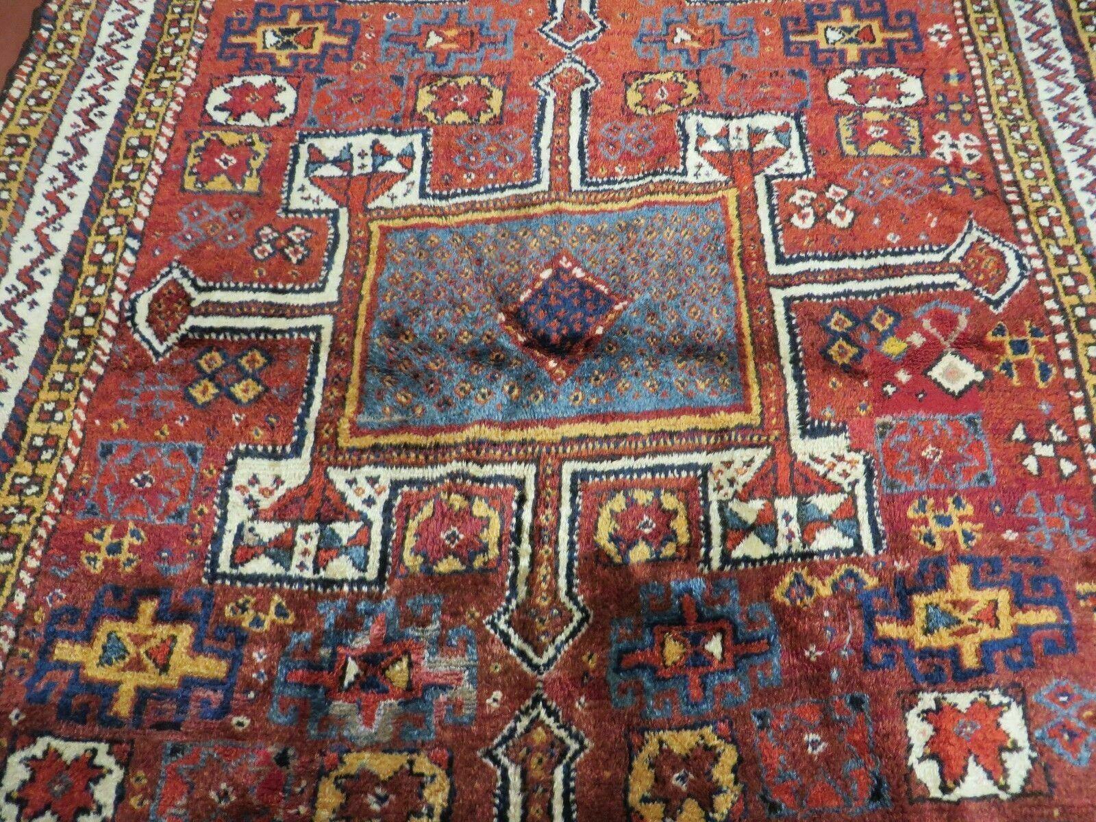 Antique Moroccan Runner Rug 4x9, Wide Runner, Hand Knotted Tribal Oriental Carpet, Hallway Rug, Geometric Medallions, Red, Bohemian Rug Nice