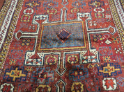 Antique Moroccan Runner Rug 4x9, Wide Runner, Hand Knotted Tribal Oriental Carpet, Hallway Rug, Geometric Medallions, Red, Bohemian Rug Nice