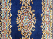 Semi Anique Dark Blue Persian Kerman Runner, 2'7" x 13'5"
