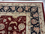 Maroon Persian Area Rug 8x10, Floral Allover, Pak Persian, Wool and Silk Highlights, Traditional Oriental Carpet